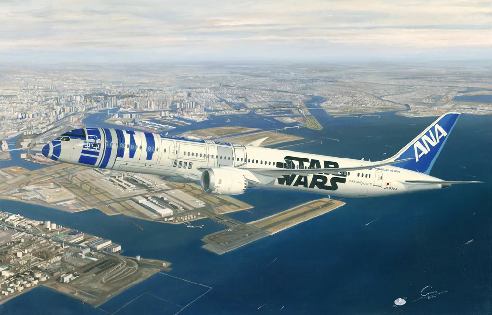 ANA 787-9 with Star Wars special livery over Tokyo | Airliner.Art