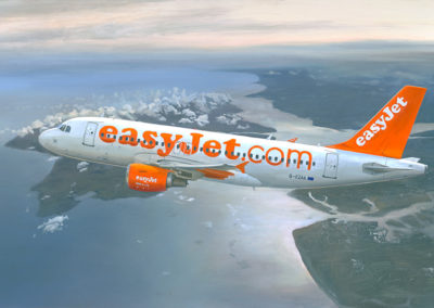 easyJet A319 over the English Channel