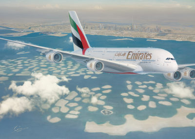 Emirates A380 over Dubai