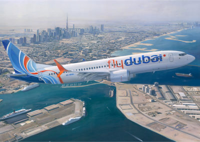 Flydubai 737 MAX 8 over Dubai
