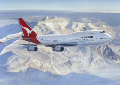 Qantas 747-400 over Antarctica