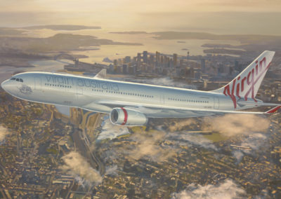 Virgin Australia A330 over Sydney