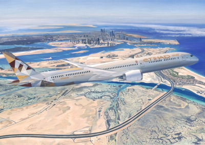 Etihad 787-10 over Abu Dhabi