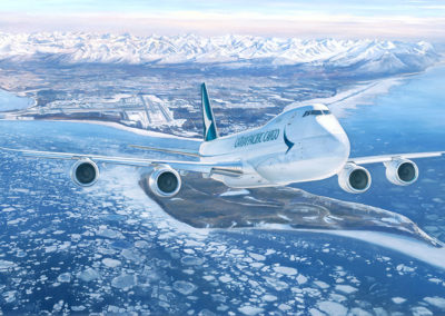 Cathay Pacific Boeing 747-8f on departure from Anchorage