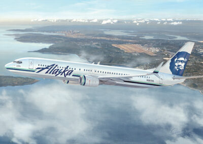 Alaska Airlines Boeing 737-900 on departure from Seattle