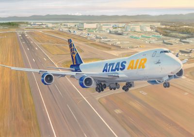 Atlas Air Boeing 747-8F departing from Boeing’s Paine Feild, Everett