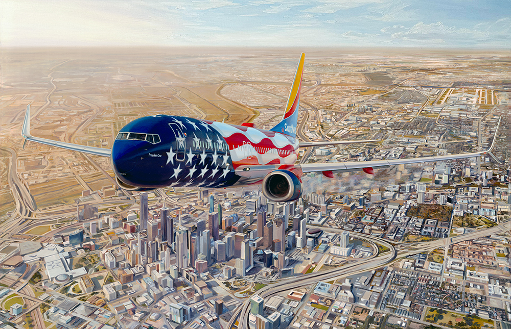 'Freedom One' Southwest 737-800 oil on Canvas painting.