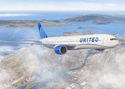 United Airlines Boeing 777-300 ER on departure from San Francisco