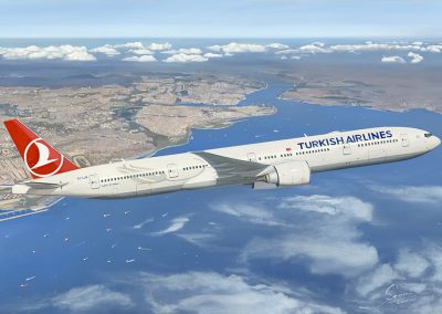 Turkish Airlines Boeing 777-300ER on departure from Istanbul.