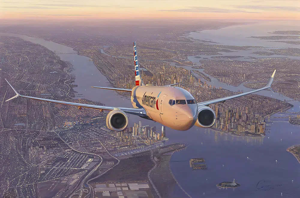 American Airlines 737max8 over NYC | Airliner.Art